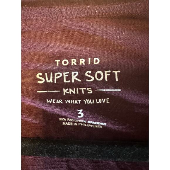 Torrid Long Open Front Cardigan Sweater Duster Burgundy Pockets Size 3 US 3X - Picture 5 of 5